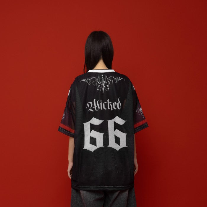 Black Wicked Wide Oversized Mesh Jersey
