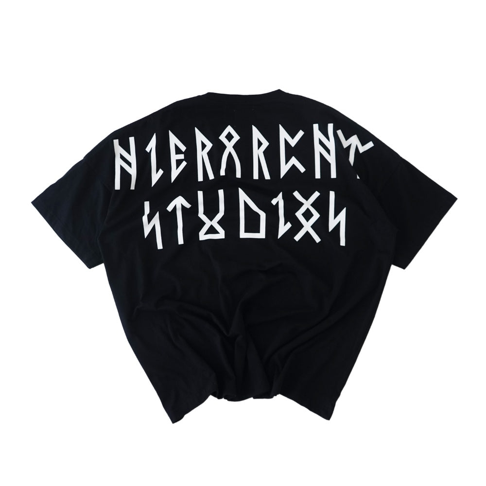 Runic Wide Logo Oversized T-Shirt Black