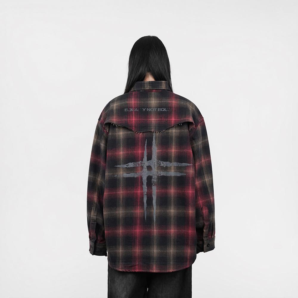 Red Flannel Not Equal Boxy Oversized Shirt