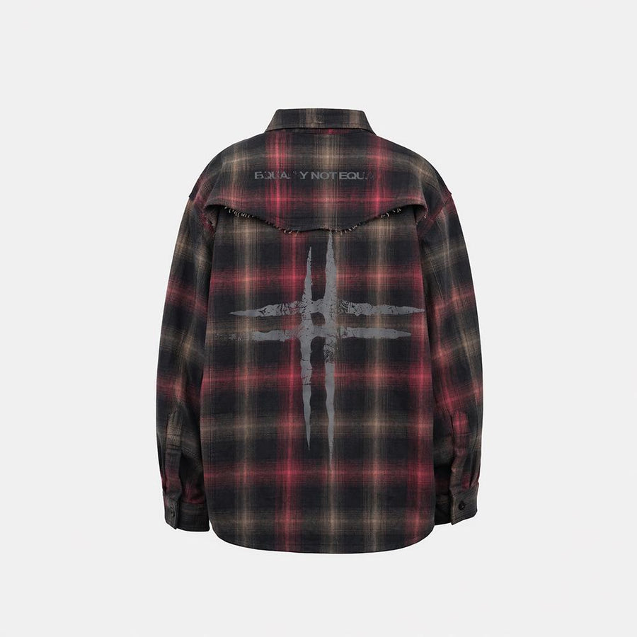 Red Flannel Not Equal Boxy Oversized Shirt