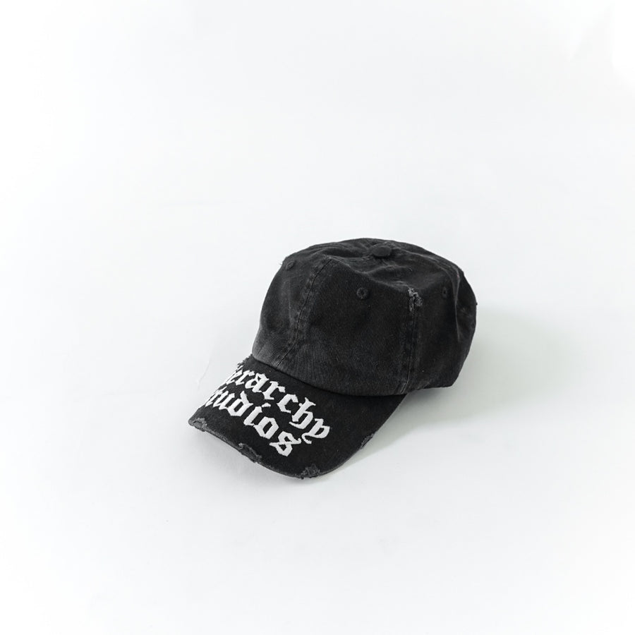 Distressed Black Wide Logo Baseball Cap