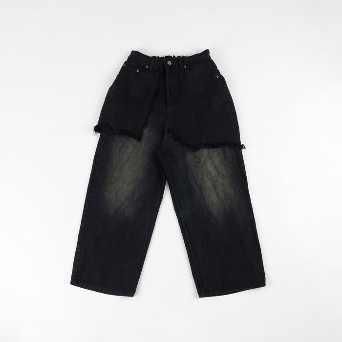 Black Denim Layered Jeans