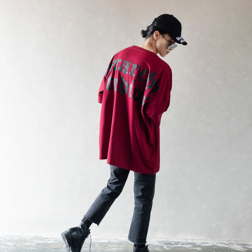 Maroon Wide Logo Oversized T-Shirt
