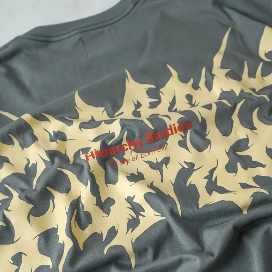Wide Evil Logo Stone Grey Oversized T-Shirt