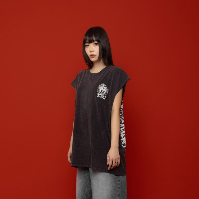 Washed Black Deity Oversized Sleeveless