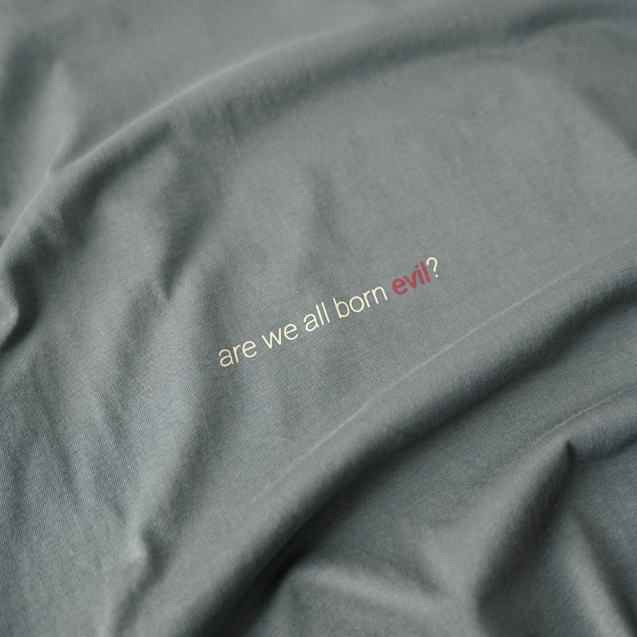 Wide Evil Logo Stone Grey Oversized T-Shirt