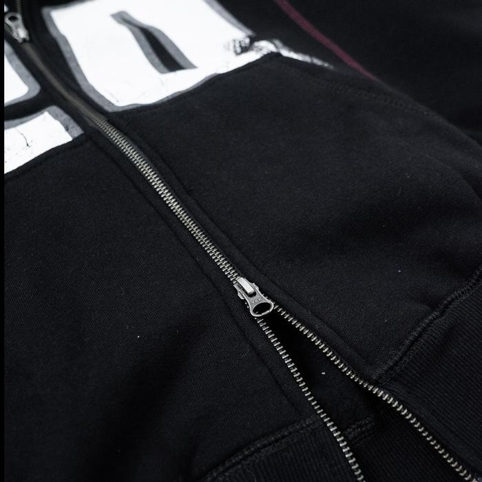 Black Triumph Boxy Wide Oversized Double Zipper Hoodie