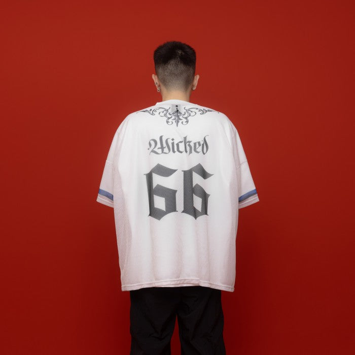 White Wicked Wide Oversized Mesh Jersey