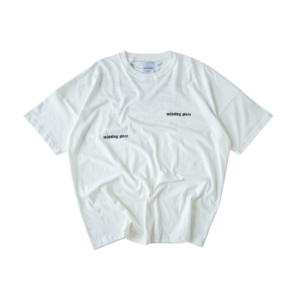 Decayed Missing Piece White Oversized T-Shirt