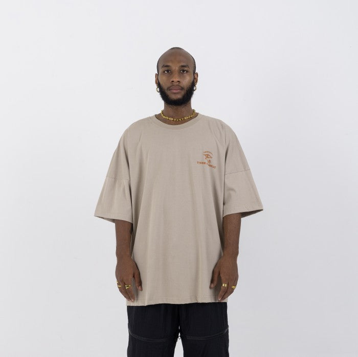 Beige Pyramid Wide Oversized T-Shirt