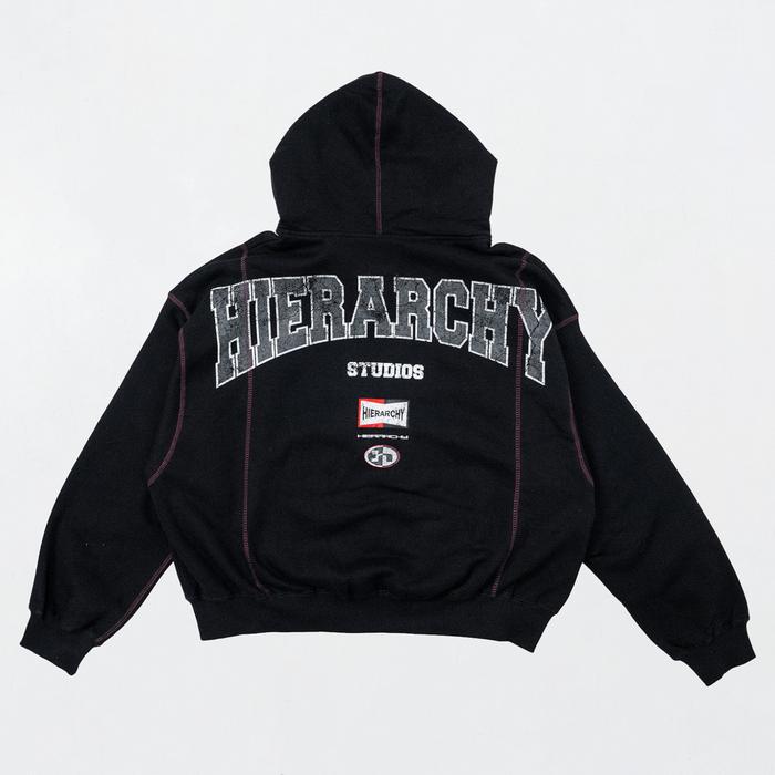 Black Triumph Boxy Wide Oversized Double Zipper Hoodie