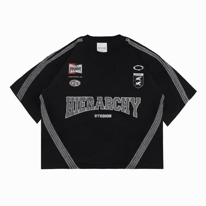 Black Four Stripes Boxy Oversized T-Shirt