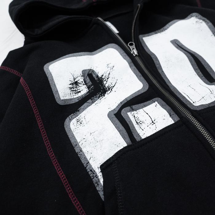 Black Triumph Boxy Wide Oversized Double Zipper Hoodie