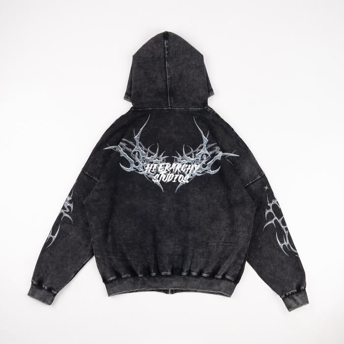 Washed Black Verglass Wide Oversized Hoodie