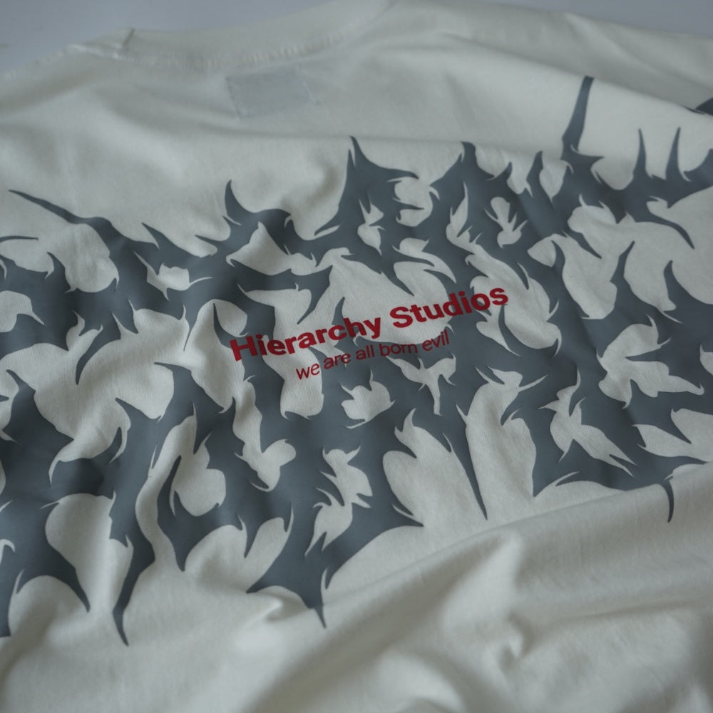 Wide Evil Logo Broken White Oversized T-Shirt