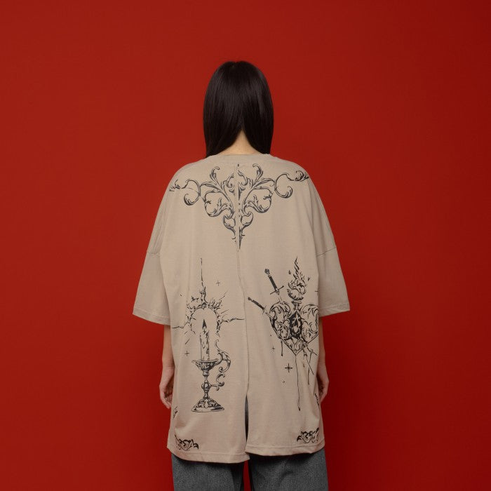 Khaki Light Heart Oversized T-Shirt
