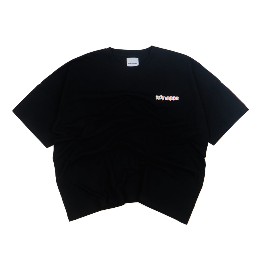 New Error Glitch Wide Logo Oversized T-Shirt Black