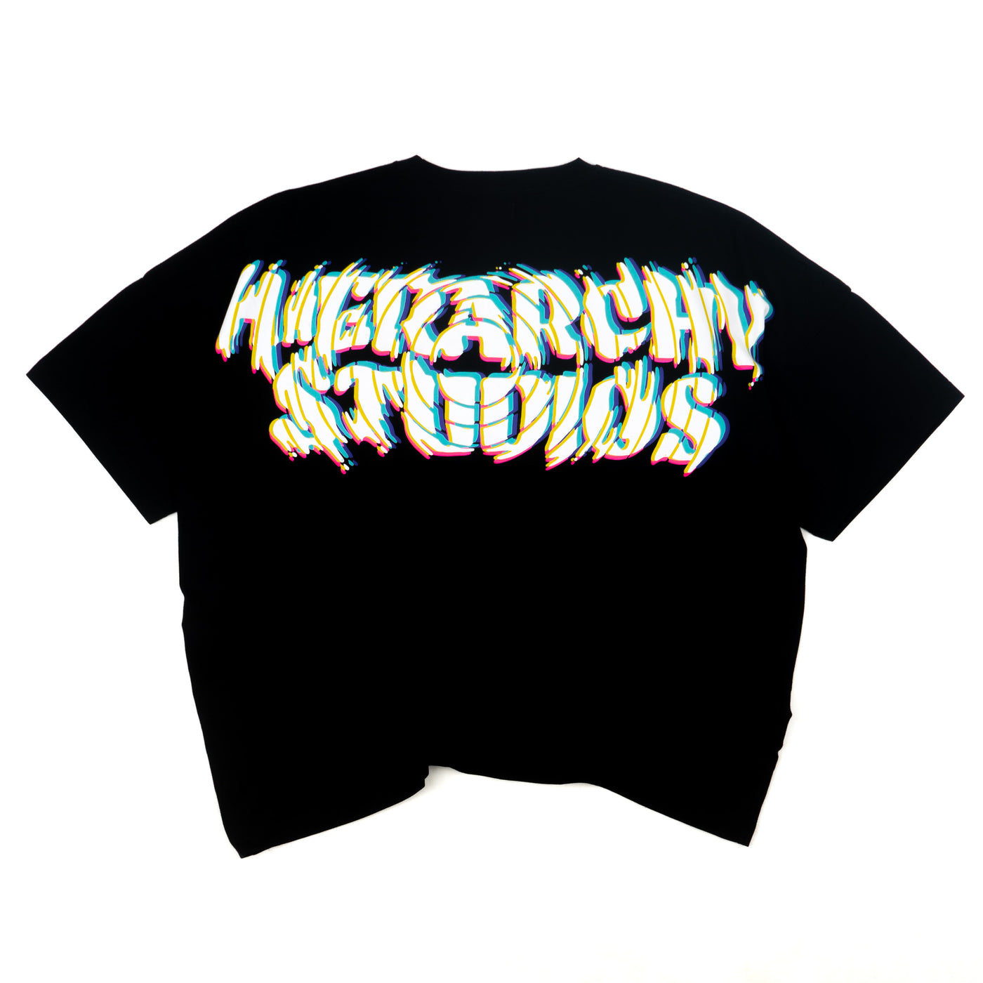New Error Glitch Wide Logo Oversized T-Shirt Black
