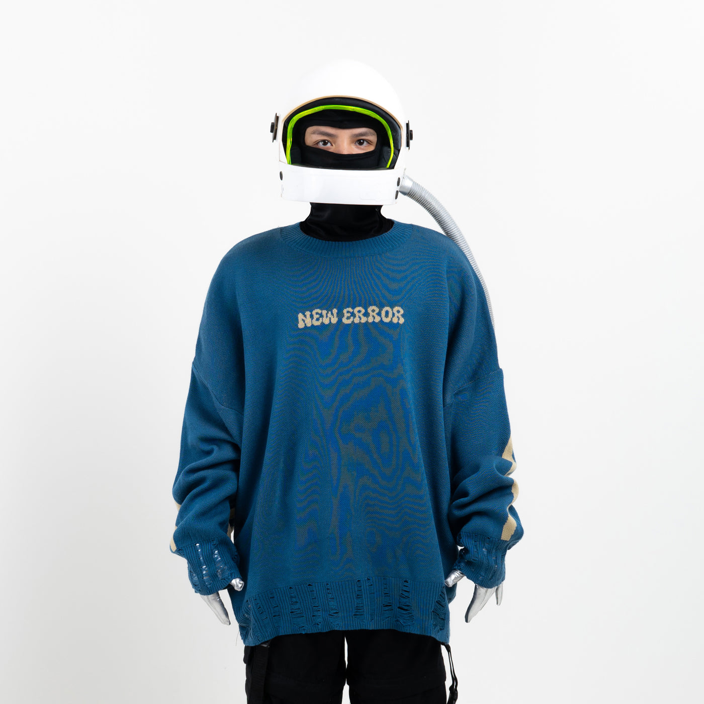 New Error Fluid Wide Logo Oversized Knitwear Blue