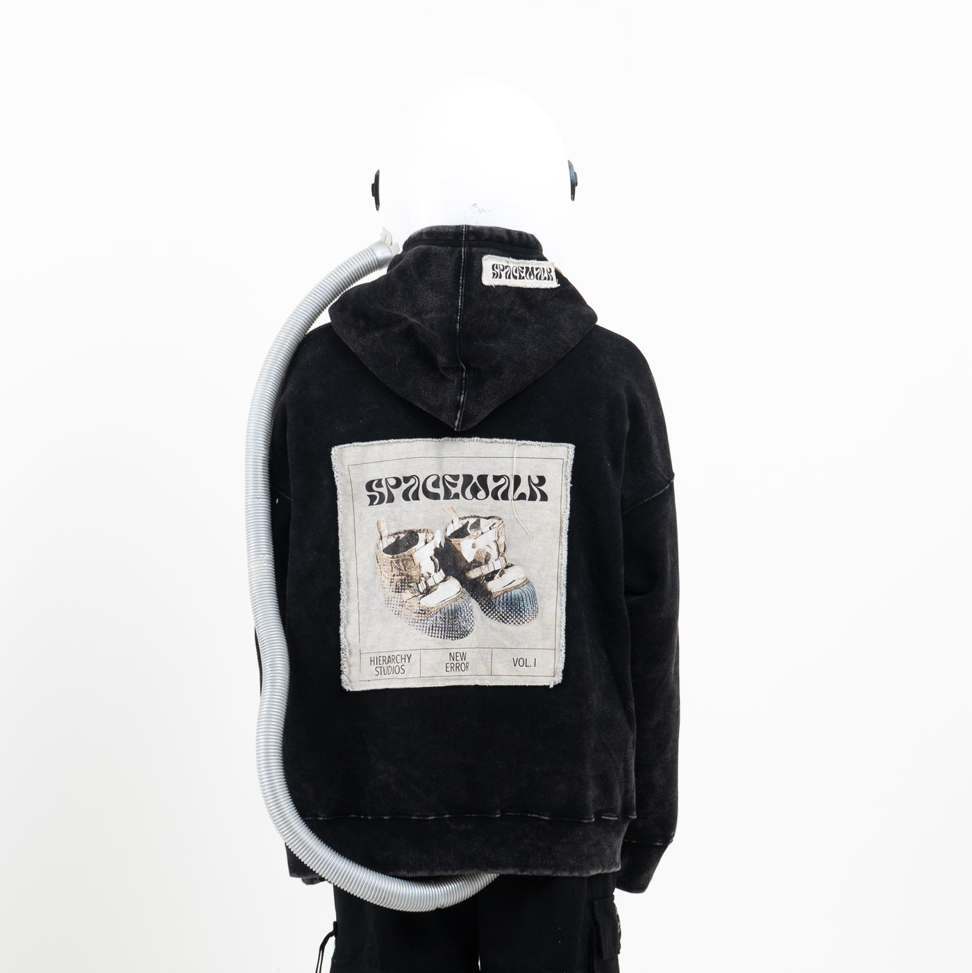New Error SpacePatch Oversized Hoodie Washed Black