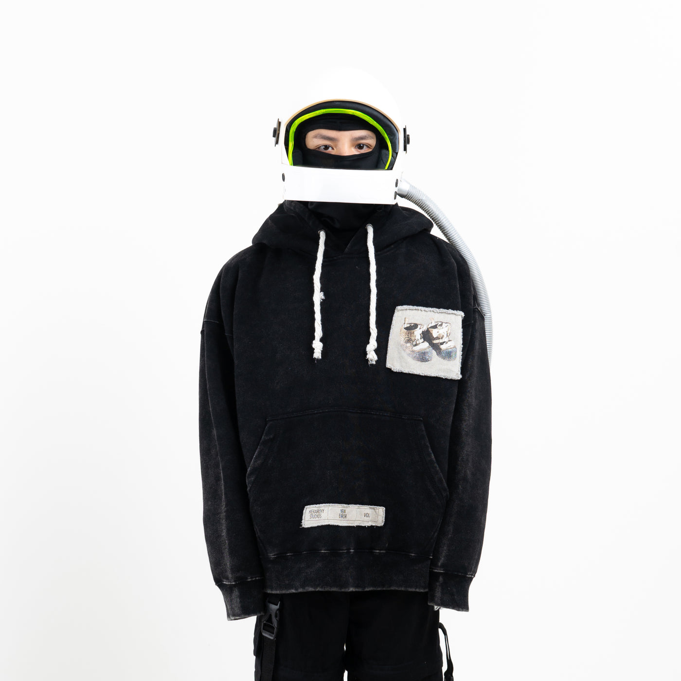 New Error SpacePatch Oversized Hoodie Washed Black
