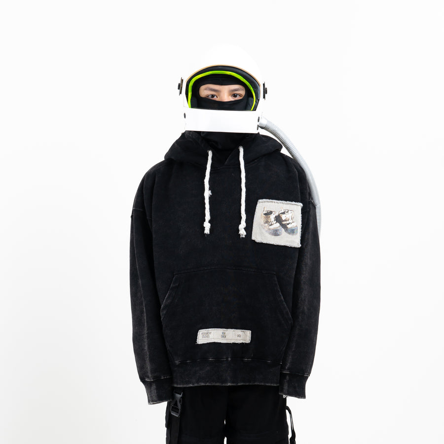 New Error SpacePatch Oversized Hoodie Washed Black