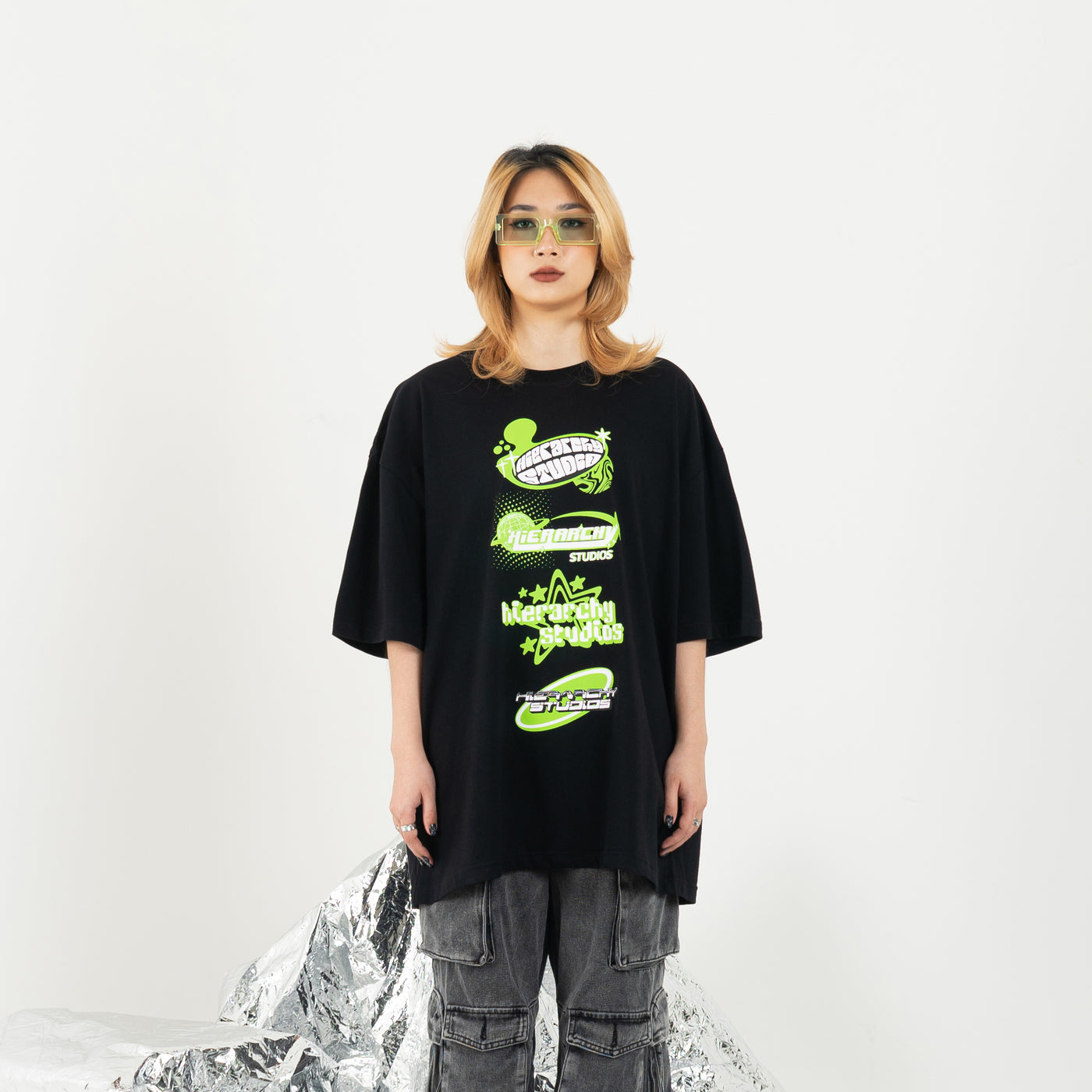 Black Y2K Logo Oversized T-Shirt