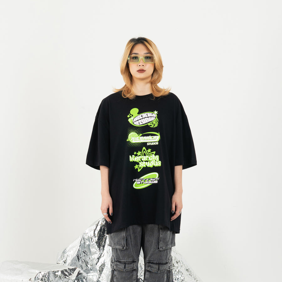 Black Y2K Logo Oversized T-Shirt