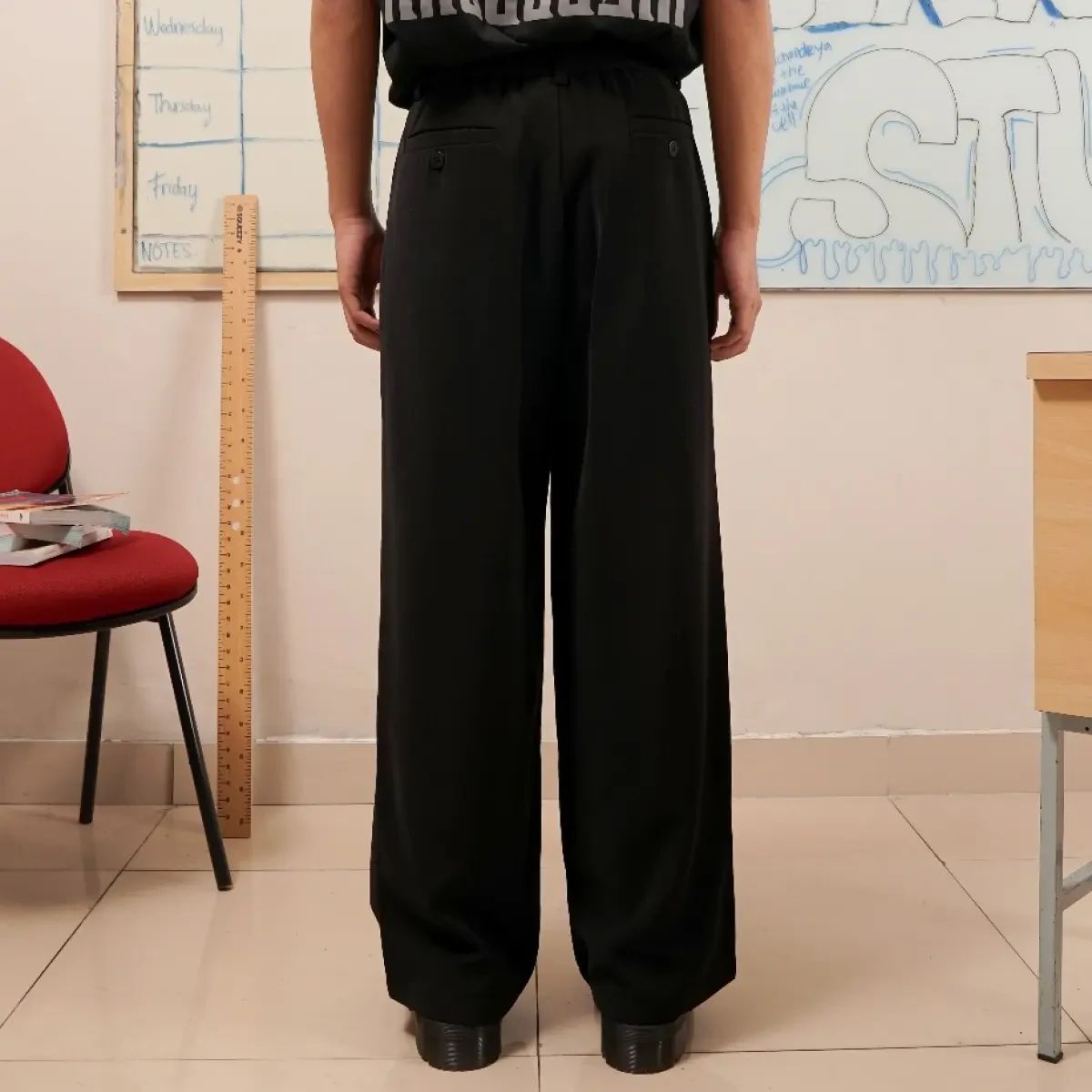 HIERARCHY STUDIOS Unruled - PRE ORDER Black Tuck Slacks Trousers