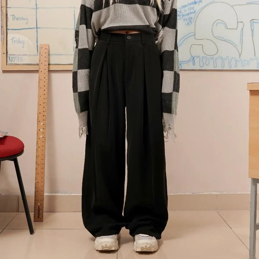 HIERARCHY STUDIOS Unruled - PRE ORDER Black Tuck Slacks Trousers