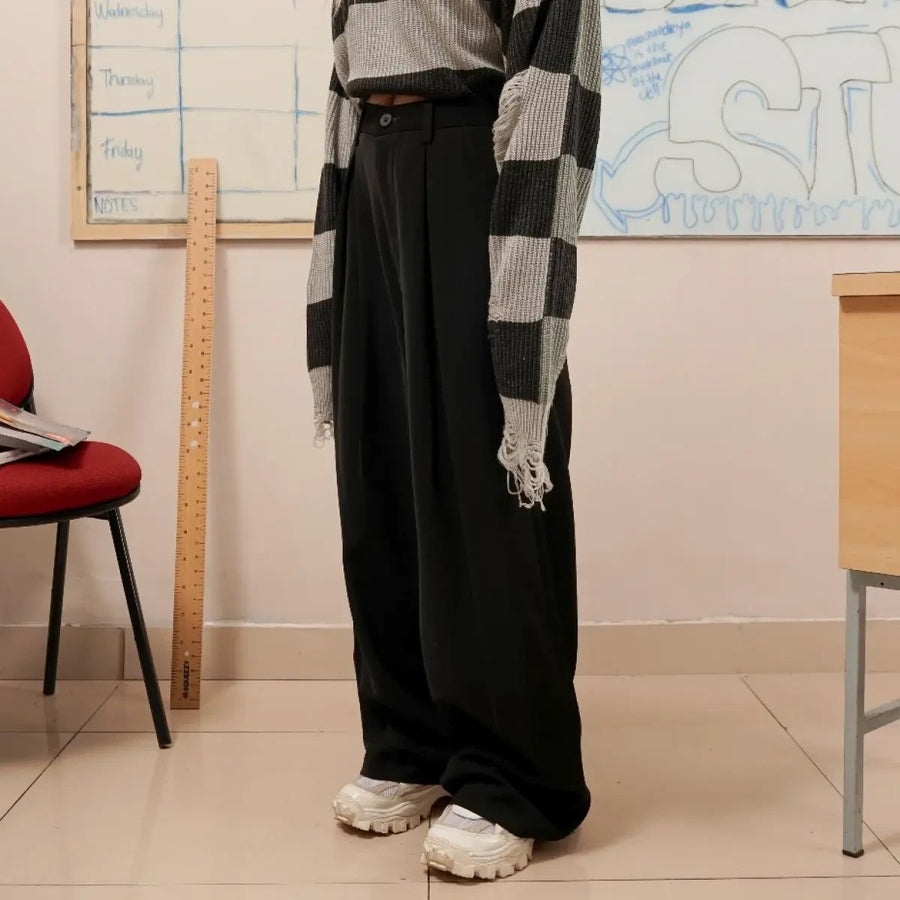HIERARCHY STUDIOS Unruled - PRE ORDER Black Tuck Slacks Trousers