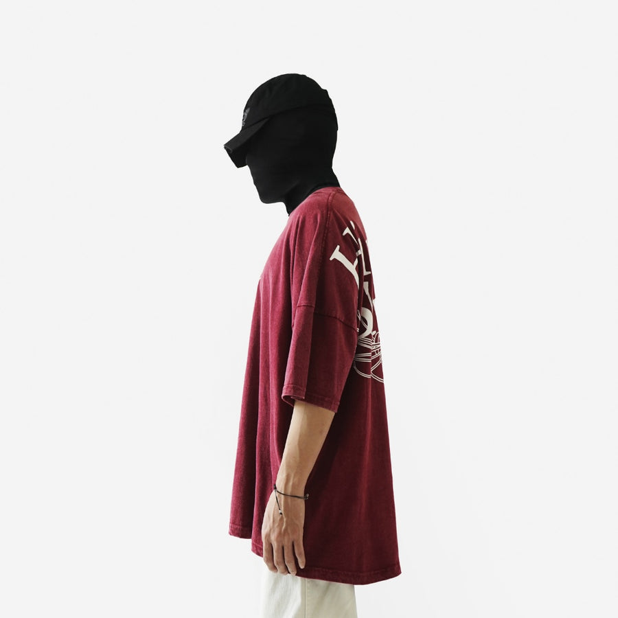 Flowers Wide Spider Lily Oversized T-shirt Washed Red