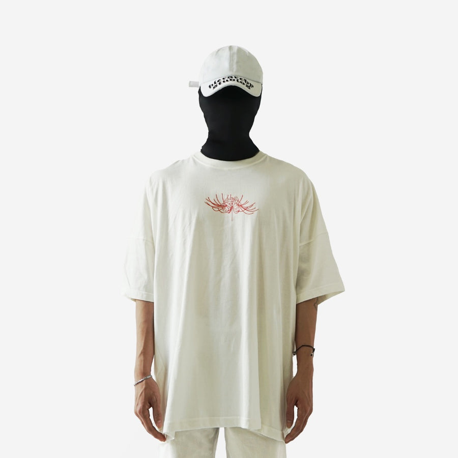 Flowers Wide Spider Lily Oversized T-shirt White