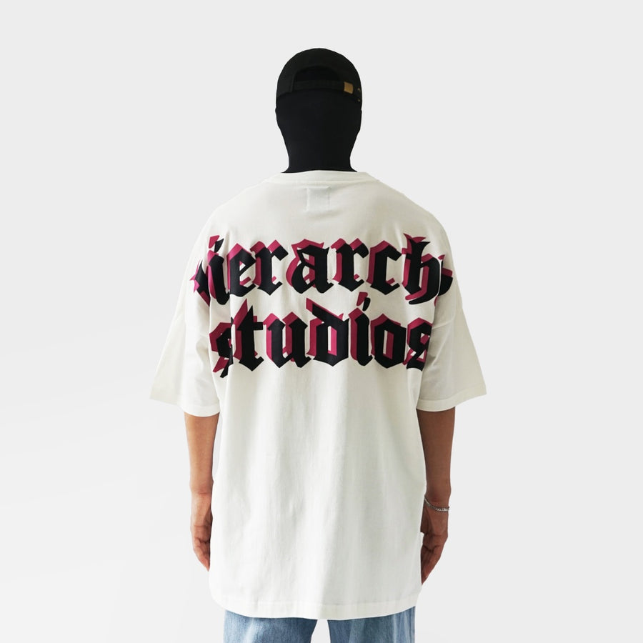 Layered Wide Logo Oversized T-Shirt White