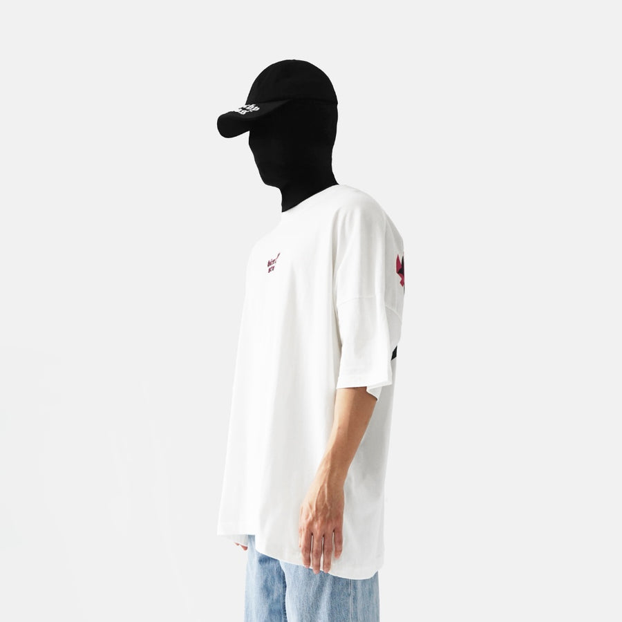 Layered Wide Logo Oversized T-Shirt White