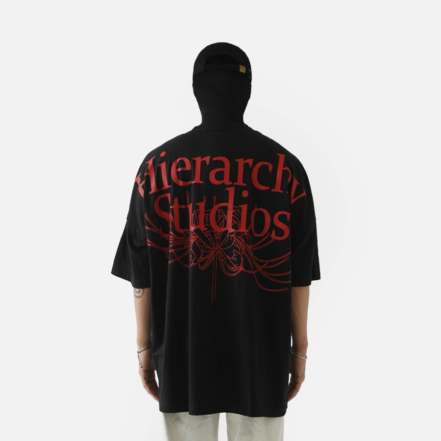 Flowers Wide Spider Lily Oversized T-shirt Black