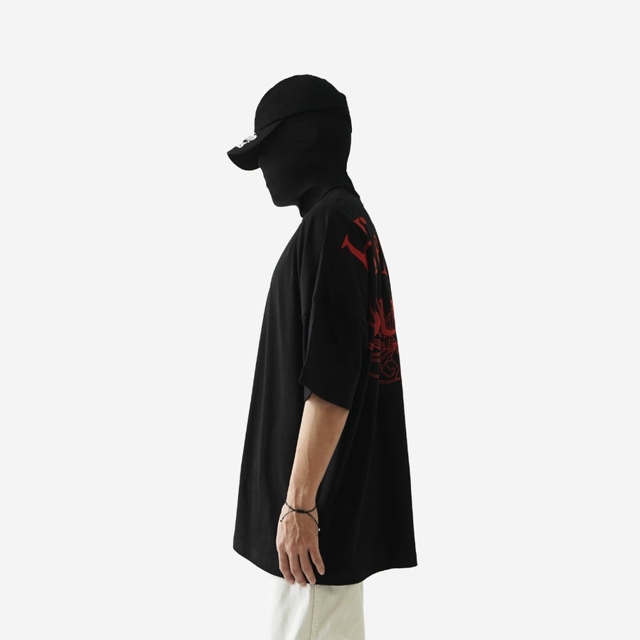 Flowers Wide Spider Lily Oversized T-shirt Black
