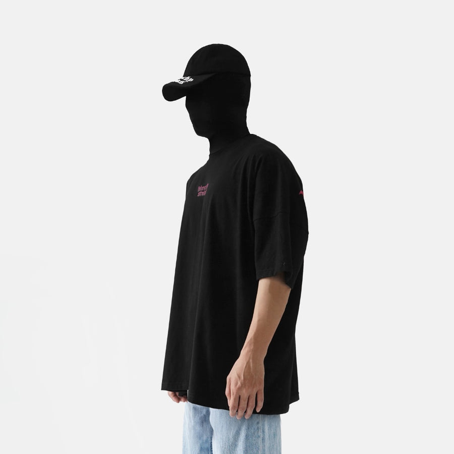 Layered Wide Logo Oversized T-Shirt Black