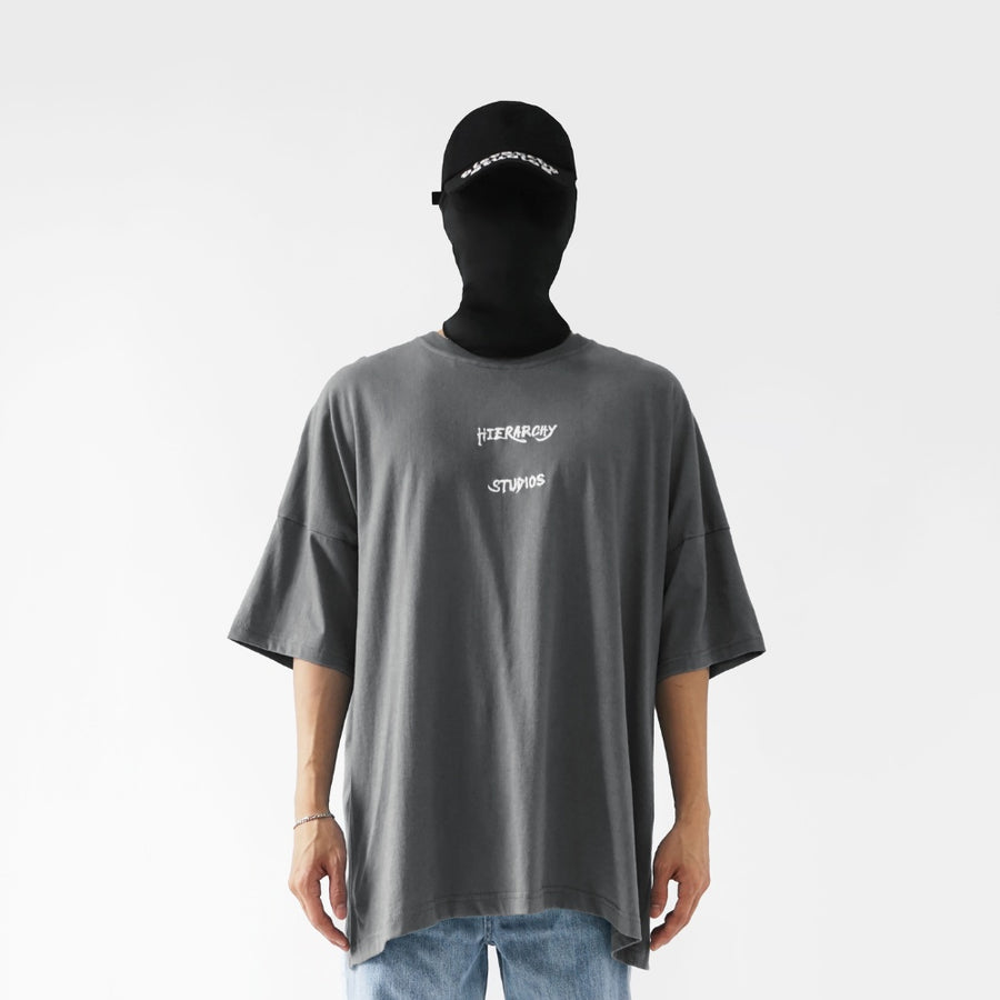 Wide Calligraphy Logo Oversized T-Shirt Grey
