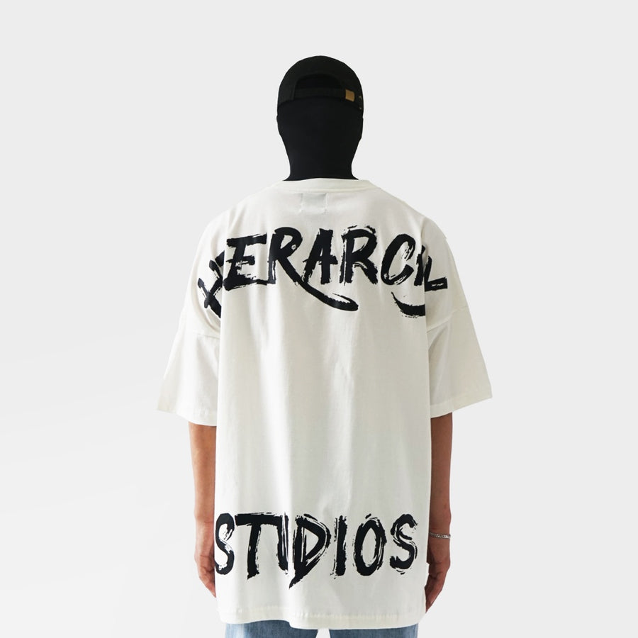 Wide Calligraphy Logo Oversized T-Shirt White