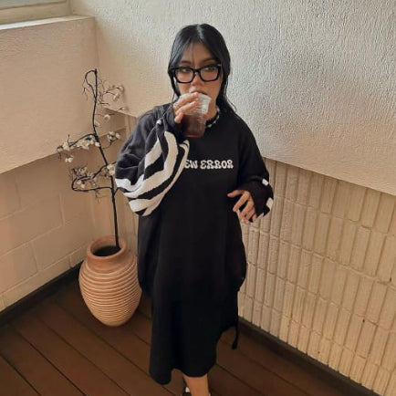 HIERARCHY STUDIOS New Error - Black Fluid Wide Oversized Knit Sweater