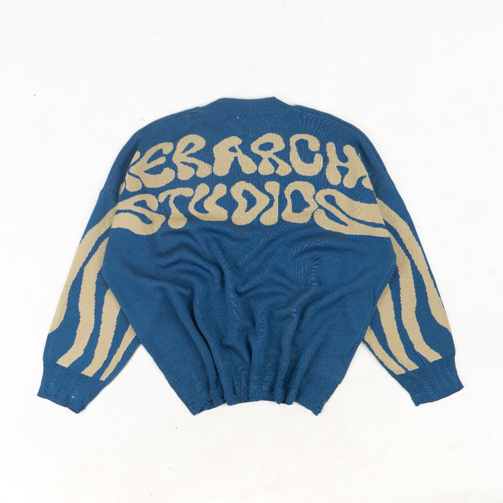 HIERARCHY STUDIOS New Error - Blue Fluid Wide Oversized Knit Sweater