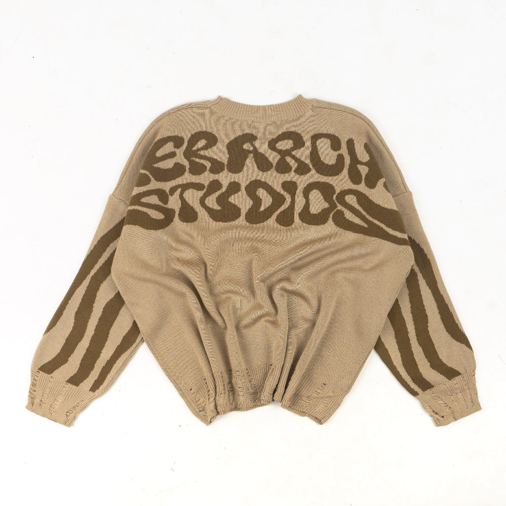 HIERARCHY STUDIOS New Error - Beige Fluid Wide Oversized Knit Sweater
