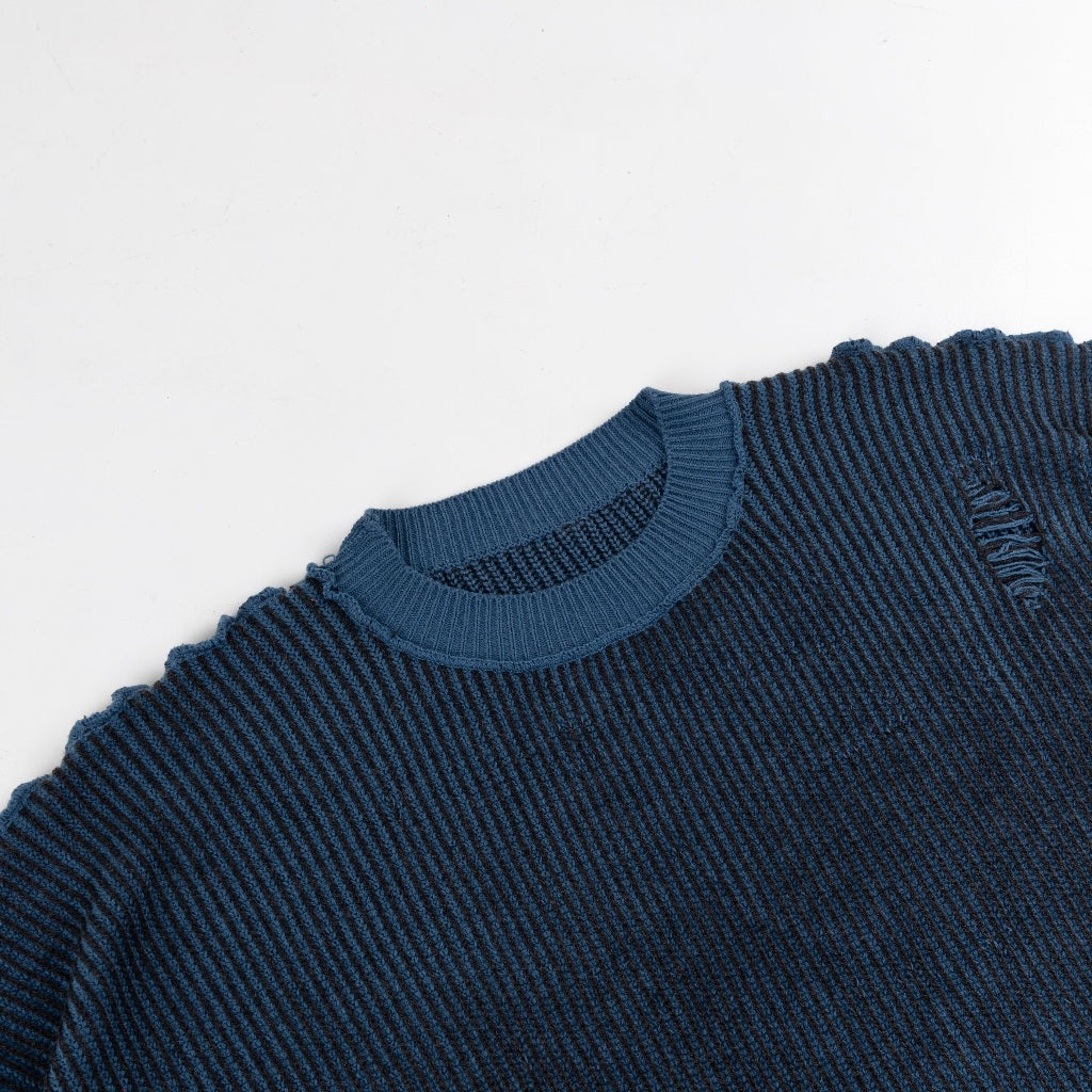 Distressed Blue Flux Oversized Knit Sweater