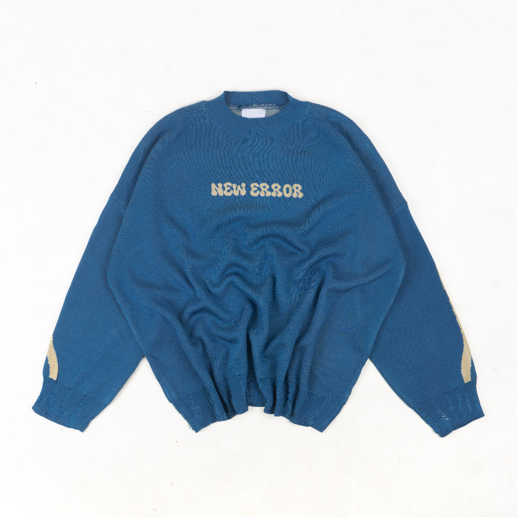 HIERARCHY STUDIOS New Error - Blue Fluid Wide Oversized Knit Sweater