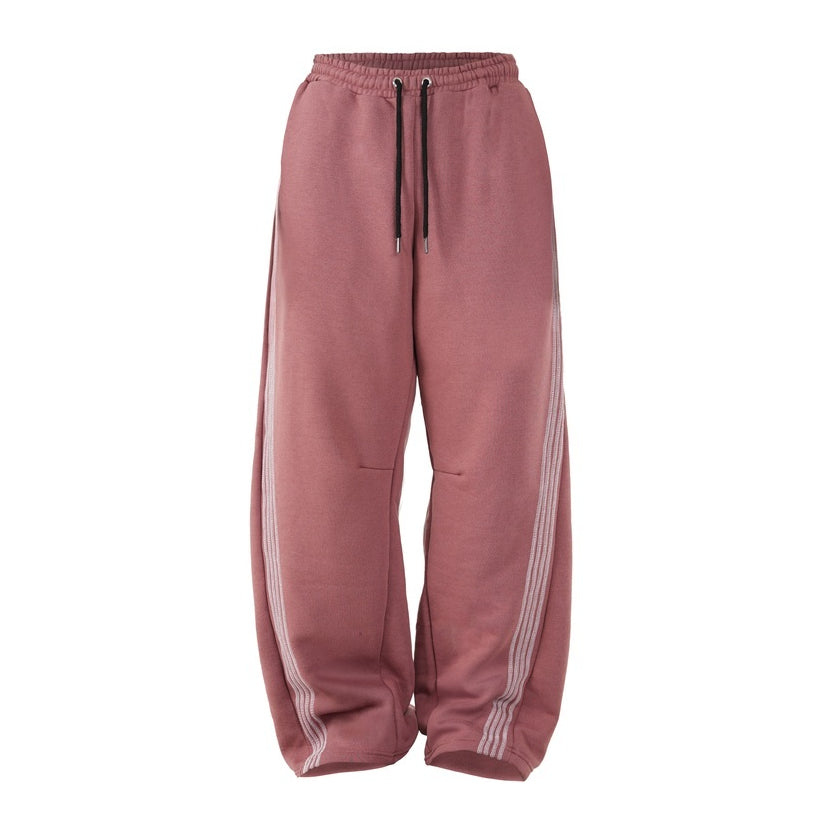 HIERARCHY STUDIOS TMTNW - Dusty Pink Four Stripes Baggy Pants