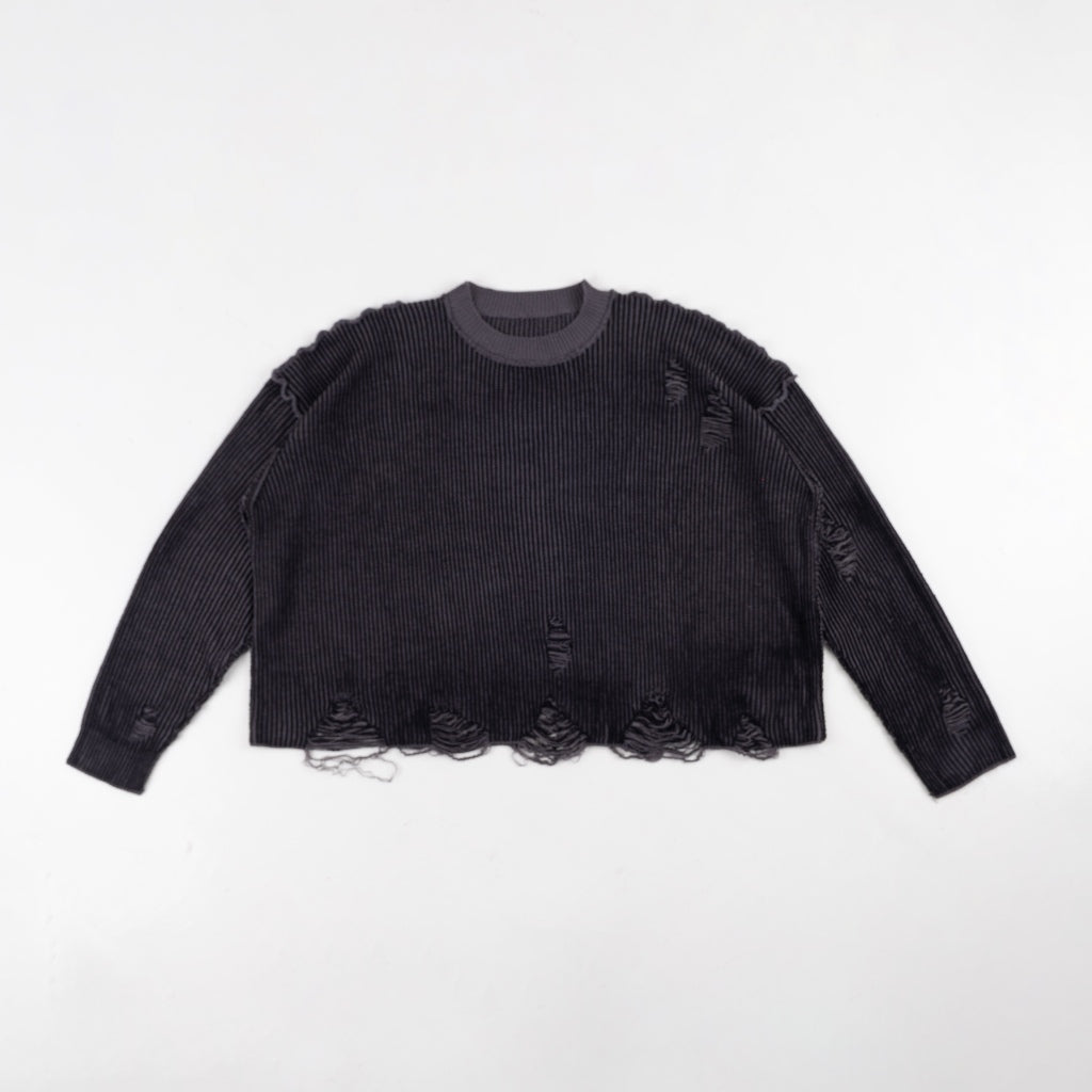 Distressed Red Flux Oversized Knit Sweater