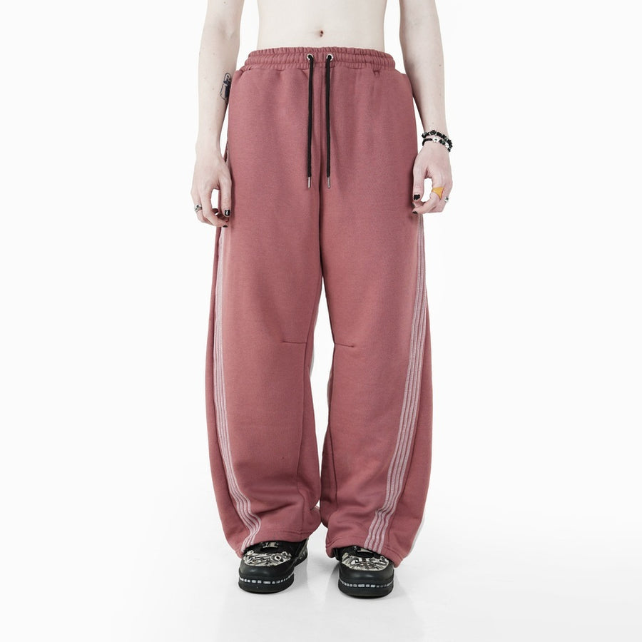 HIERARCHY STUDIOS TMTNW - Dusty Pink Four Stripes Baggy Pants