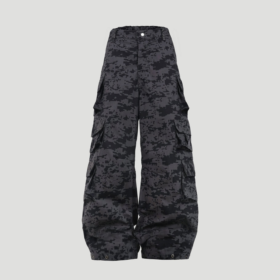 HIERARCHY STUDIOS Unsolved - Black Camo Cargo Baggy Longpants