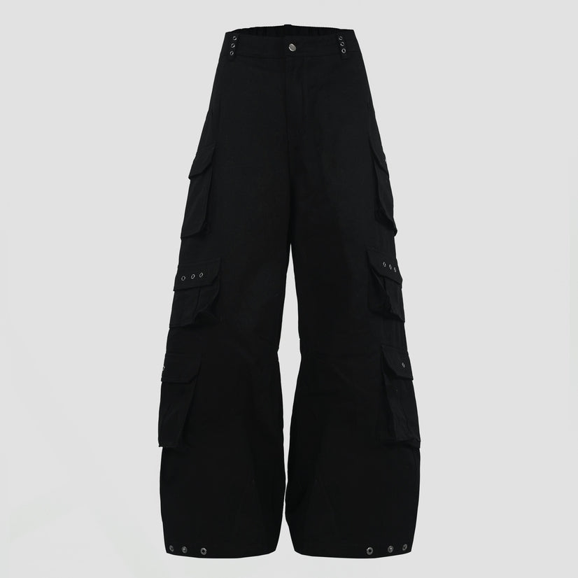 HIERARCHY STUDIOS Unsolved - Black Cargo Baggy Longpants
